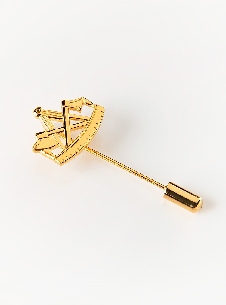 Guild pin with carpenter emblem